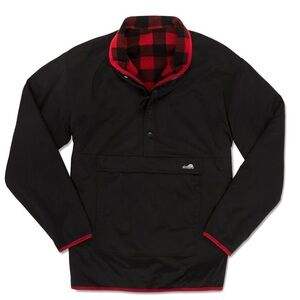 Chubbies- Men's Reversible Fleece Pullover Jacket, Red and Black, XL